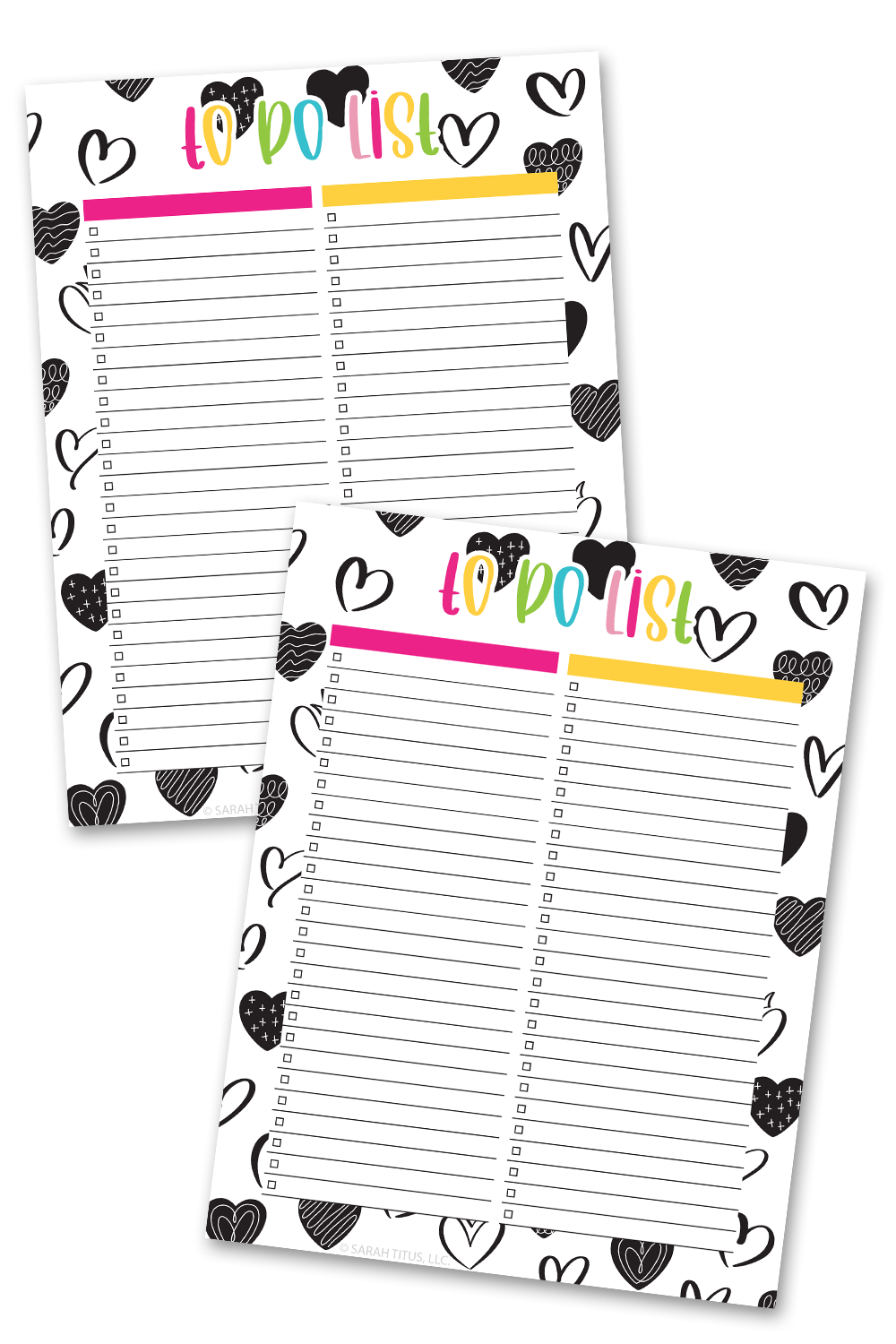 Hearts Colorable To Do List Sarah Titus
