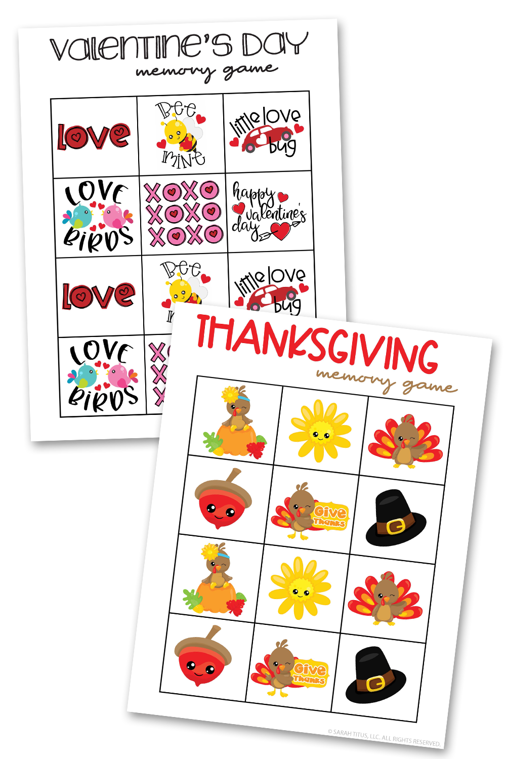Holiday Memory Games Printable Pages