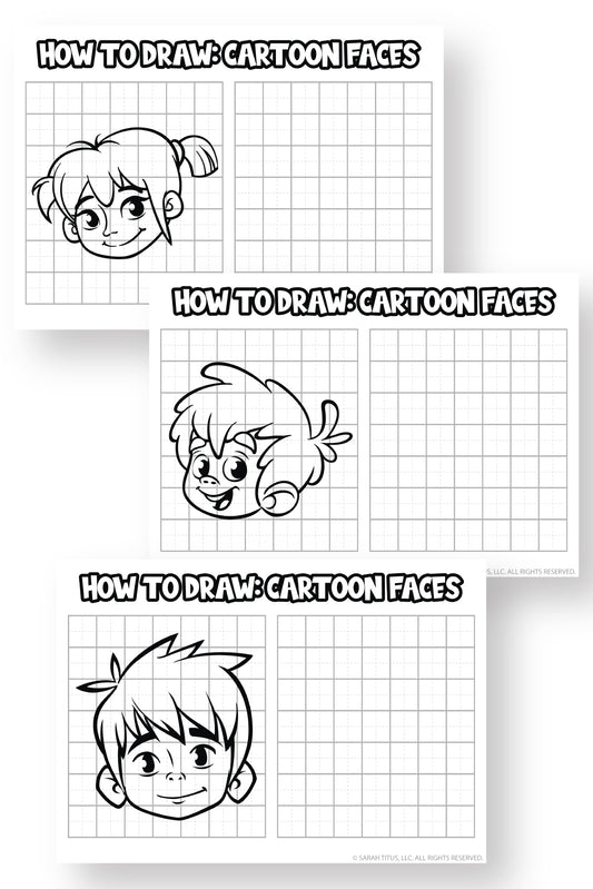 How to Draw Cartoon Faces {7 Pages}