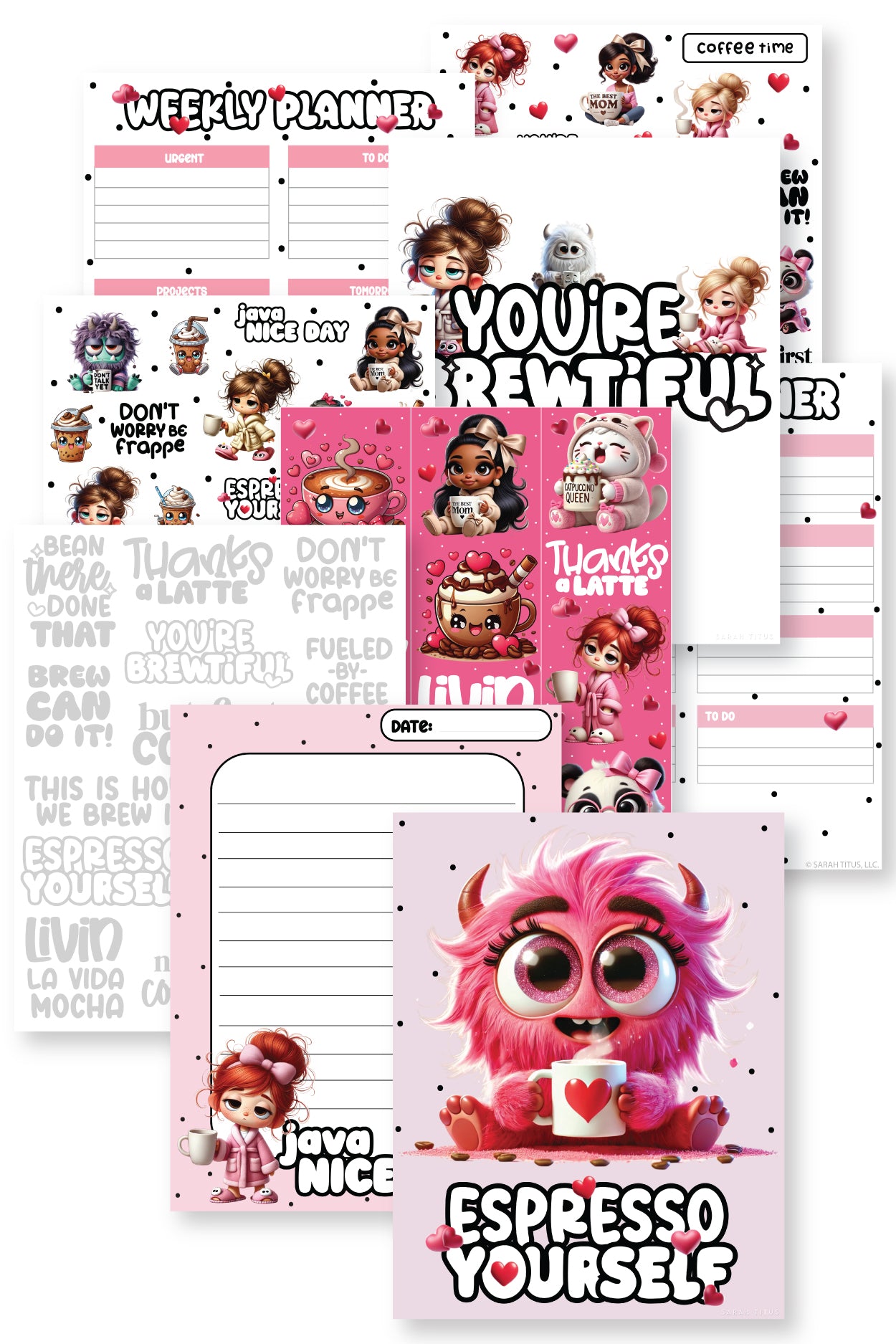 Kawaii Coffee Themed Daily Planner Pack {9 Pages}