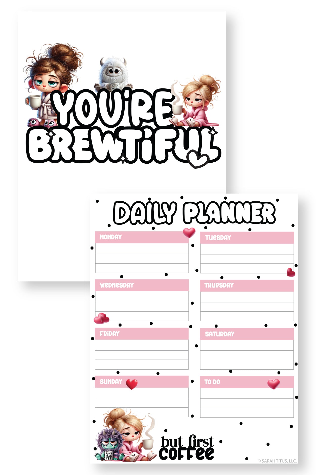 Kawaii Coffee Themed Daily Planner Pack {9 Pages}