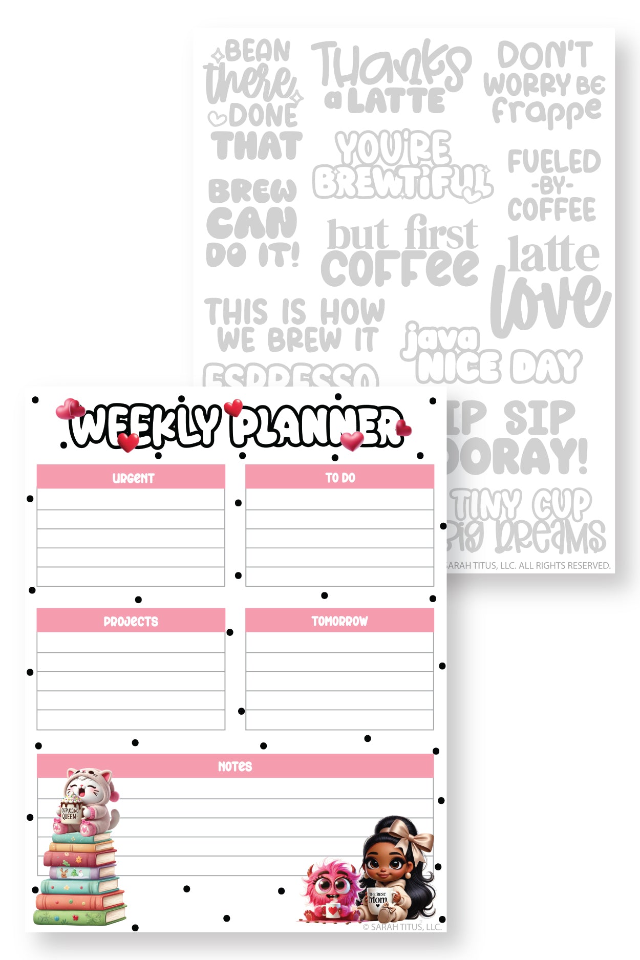 Kawaii Coffee Themed Daily Planner Pack {9 Pages}