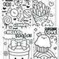 Kawaii Food Coloring Pages {12 Pages}