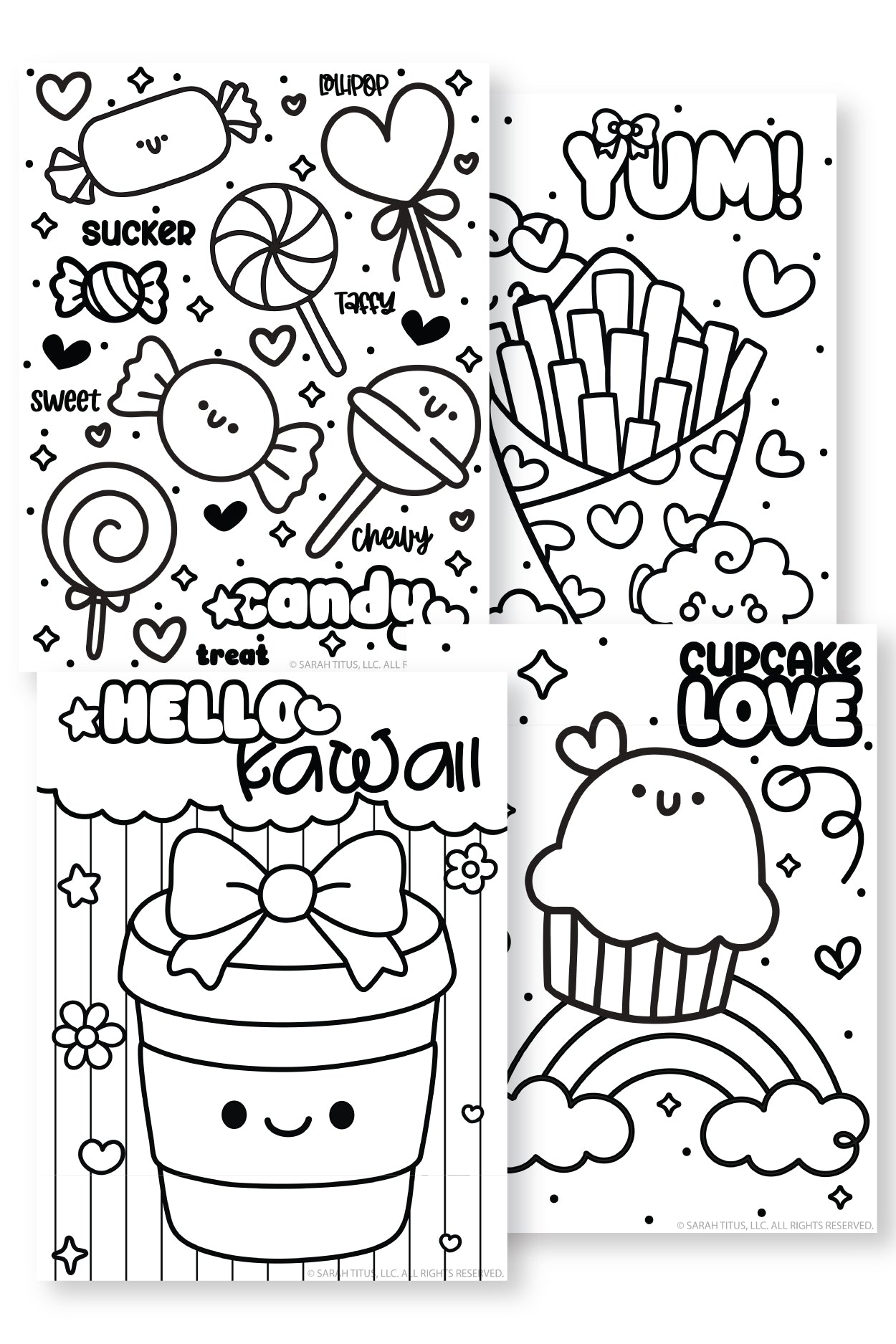 Kawaii Food Coloring Pages {12 Pages}
