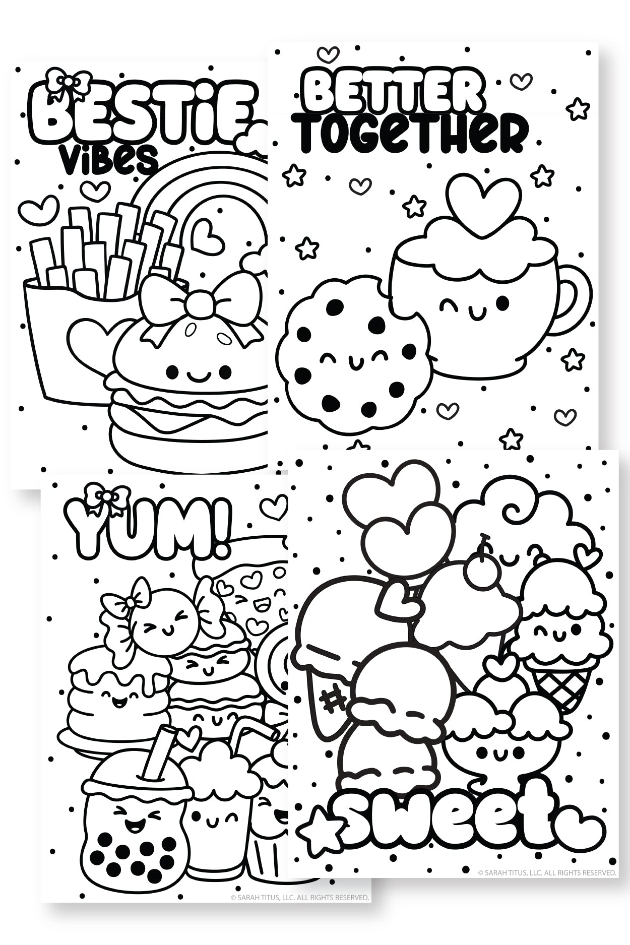 Kawaii Food Coloring Pages {12 Pages}
