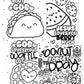 Kawaii Food Coloring Pages {12 Pages}