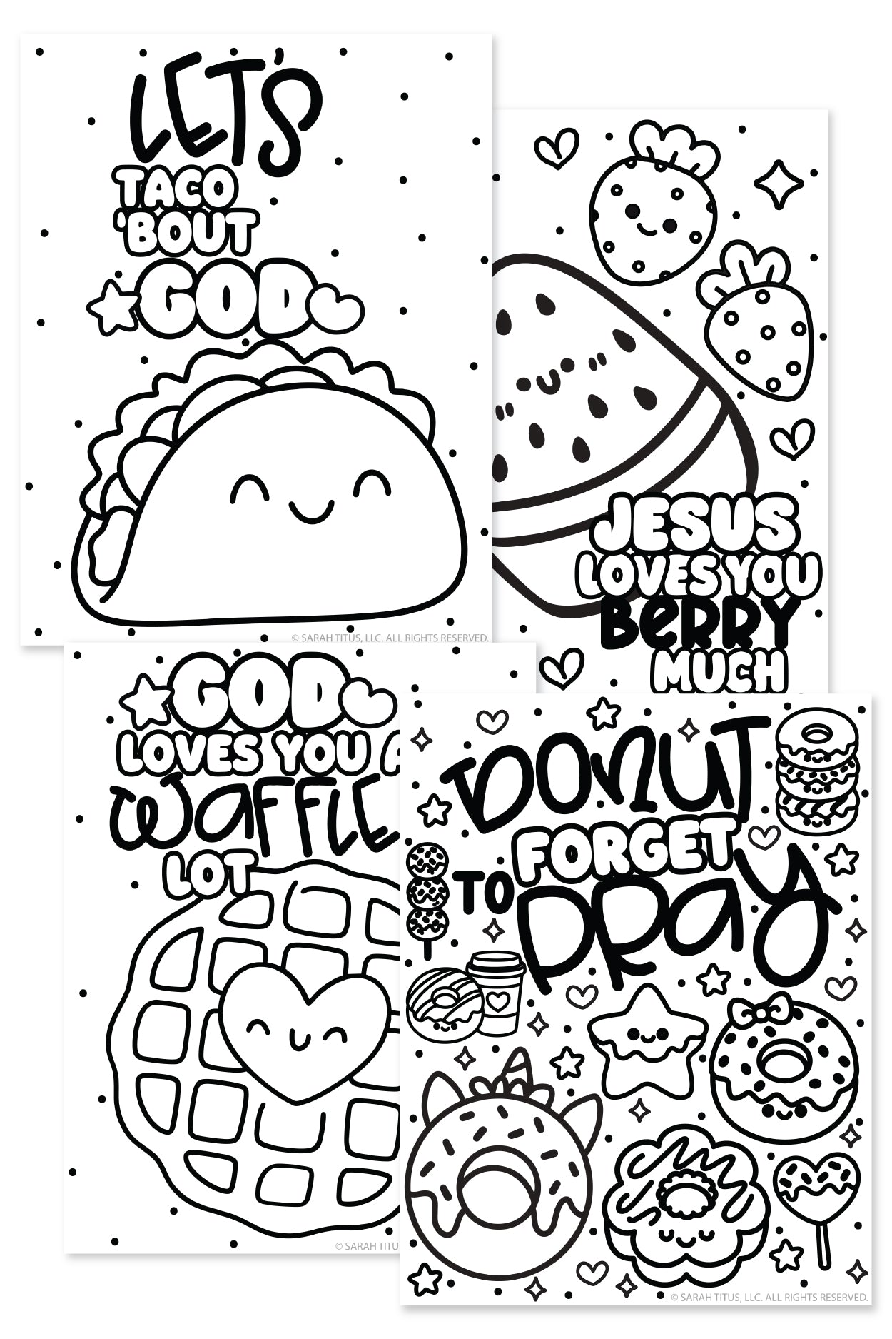 Kawaii Food Coloring Pages {12 Pages}