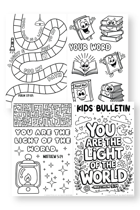 Kids Church Bulletin {Light of the World}