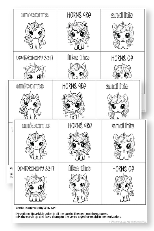 Memorize Deuteronomy 33:17 Coloring Mixup Cards