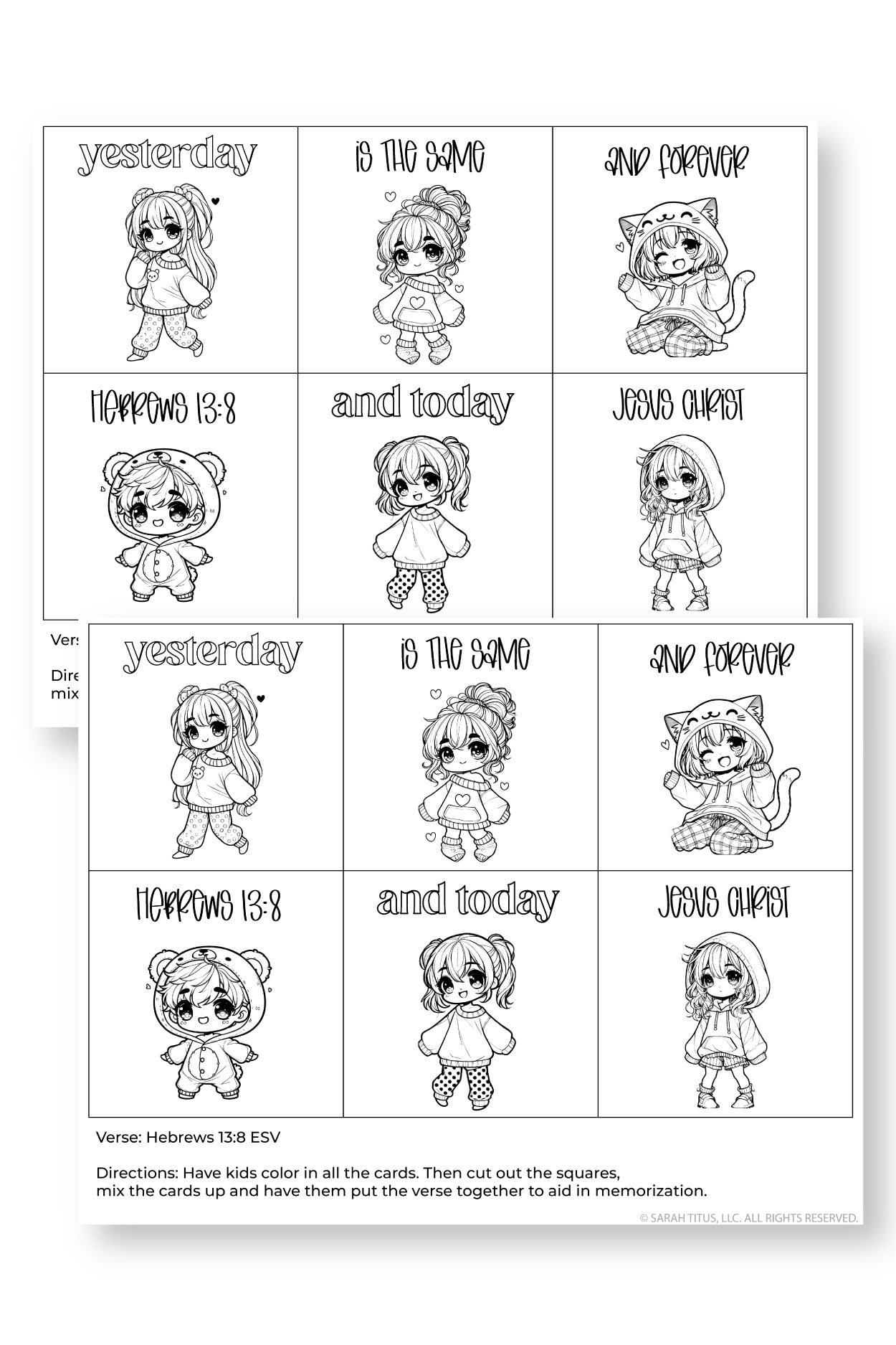 Memorize Hebrews 13:8 Coloring Mixup Cards