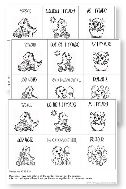 Memorize Job 40:15 Coloring Mixup Cards