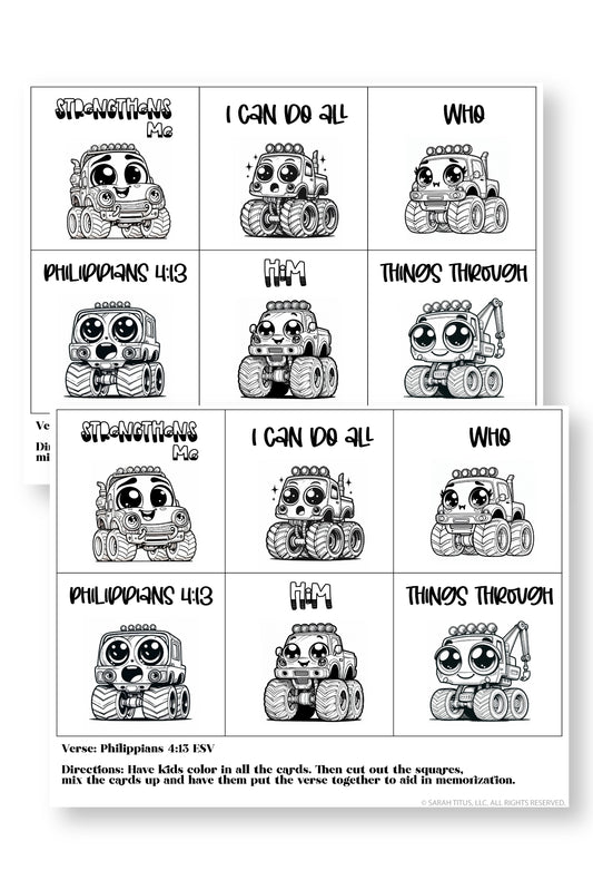 Memorize Philippians 4:13 Coloring Mixup Cards