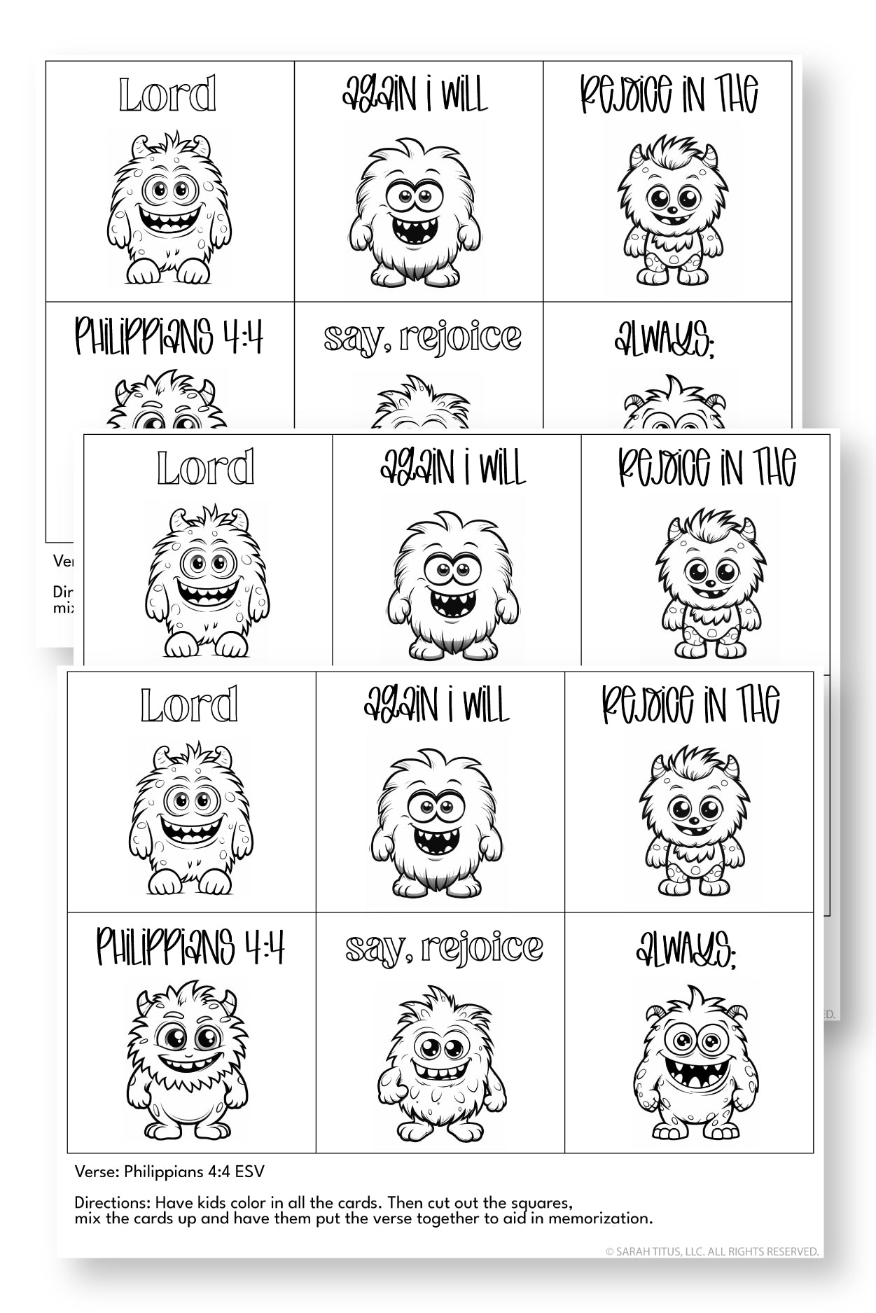 Memorize Philippians 4:4 Coloring Mixup Cards