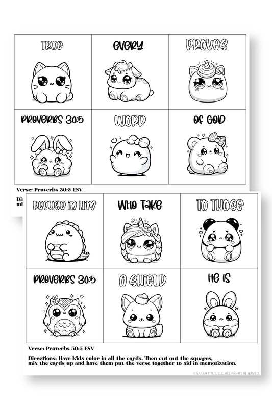 Memorize Proverbs 30:5 Coloring Mixup Cards