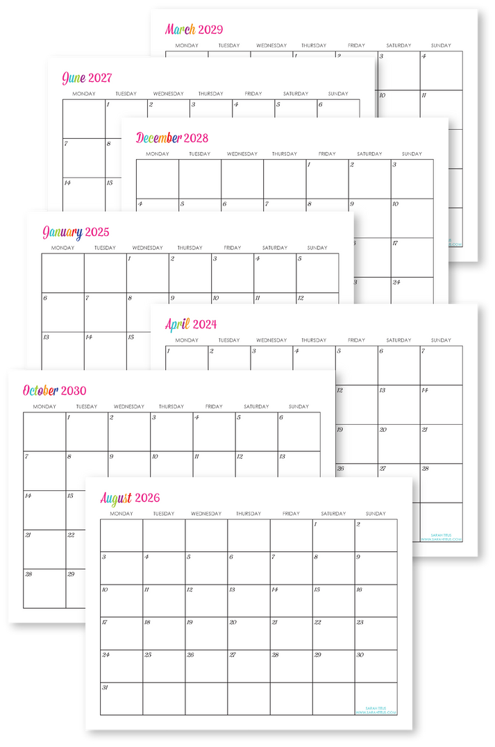2024 - 2030 Editable Printable Calendars (+ Undated) – Sarah Titus