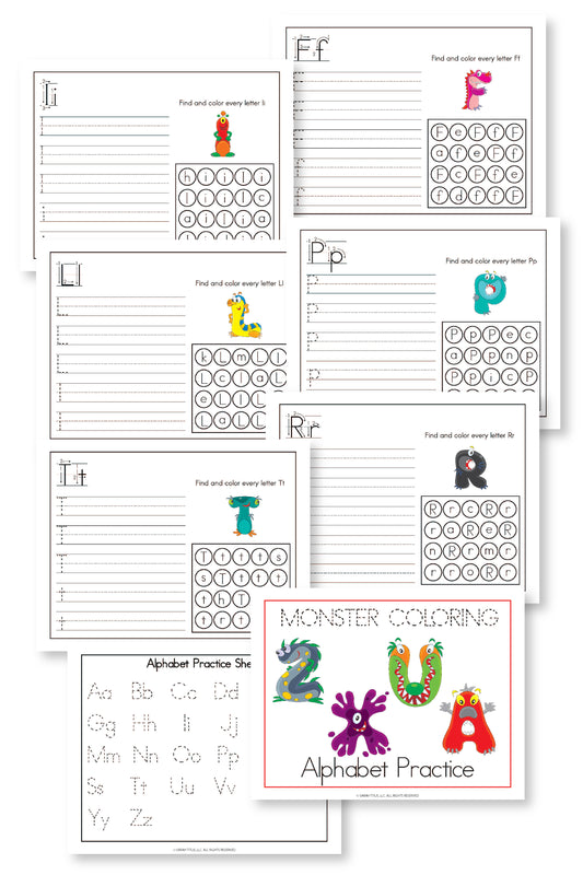 Monster Alphabet Handwriting Practice Sheets