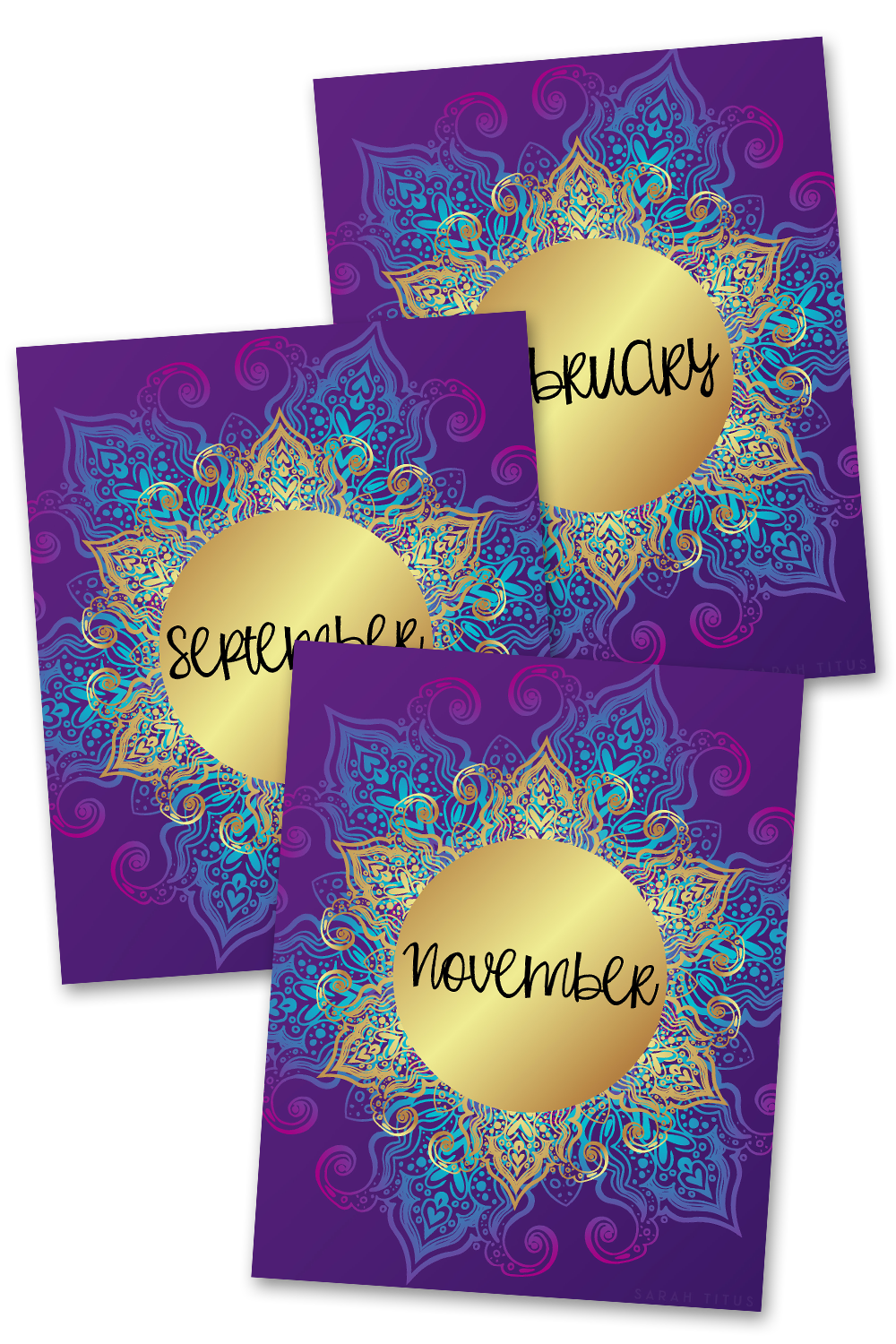 Monthly Binder Dividers - Gorgeous Purple and Gold