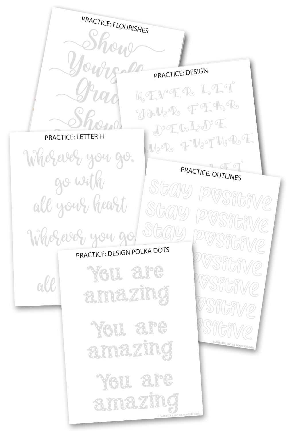 Motivational Quote Hand Lettering Practice Sheets
