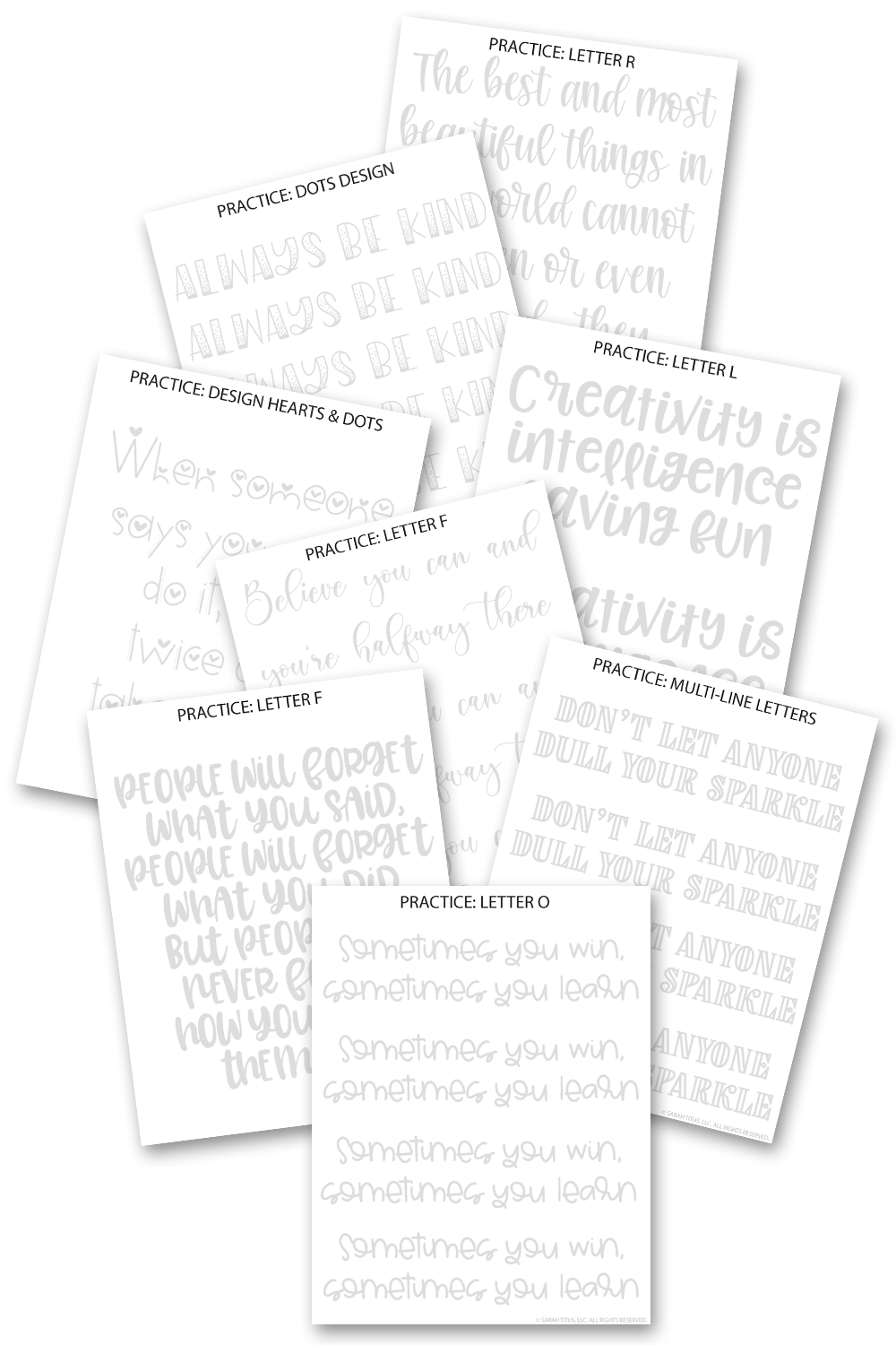Motivational Quote Hand Lettering Practice Sheets {30 Pages} – Sarah Titus