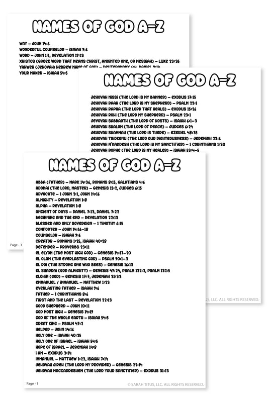 Names of God List
