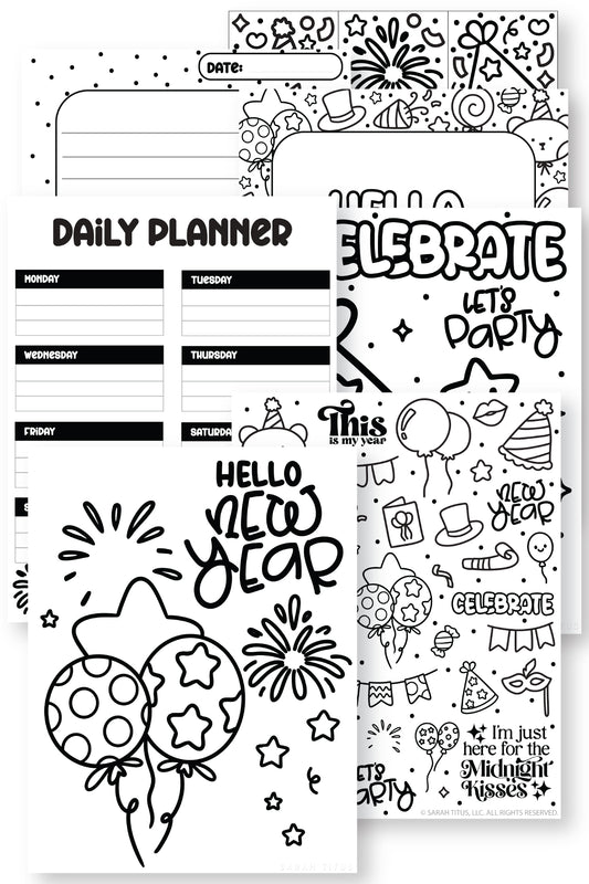 Coloring New Year's Daily Planner {10 Pages}