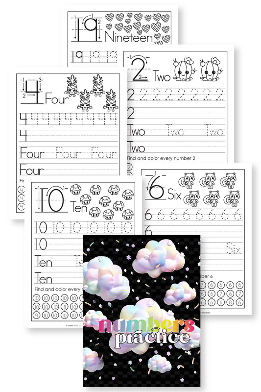 Coloring Numbers Writing Practice Worksheets {22 Pages}
