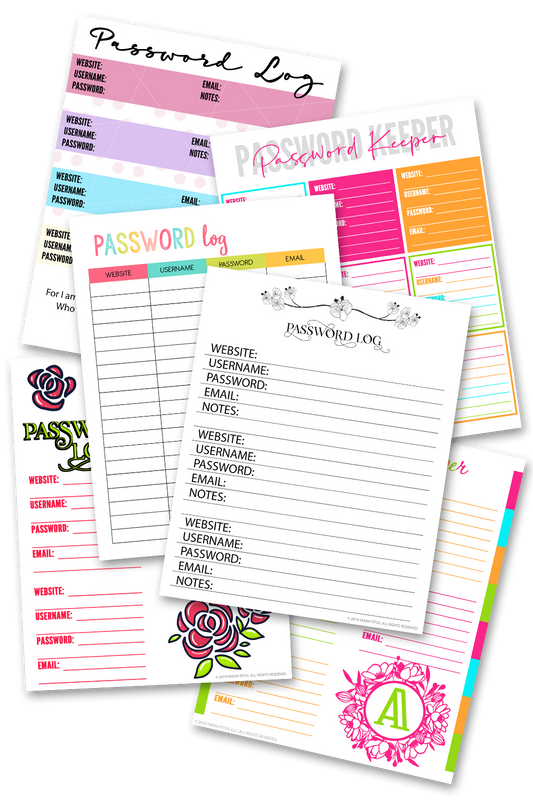 Password Keeper Log Printables