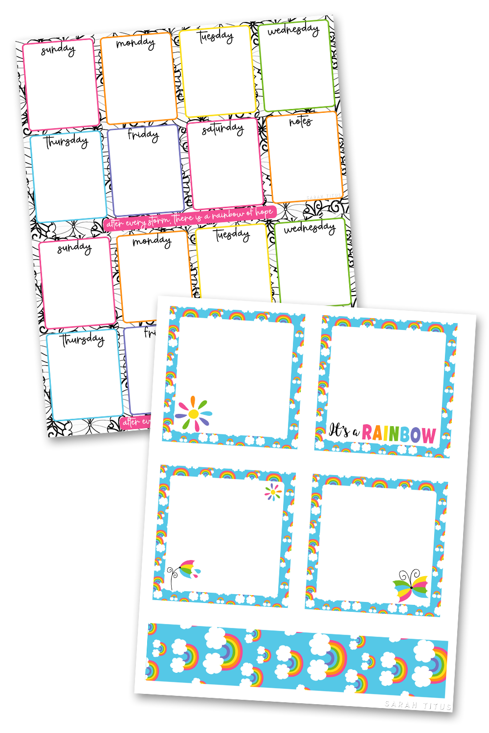 Rainbow Weekly Planner Calendar Printables
