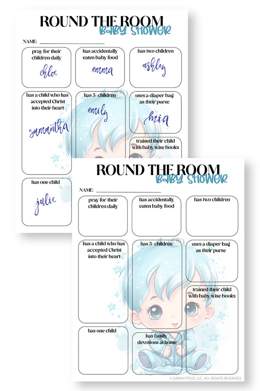 Round the Room Baby Shower (Boy)