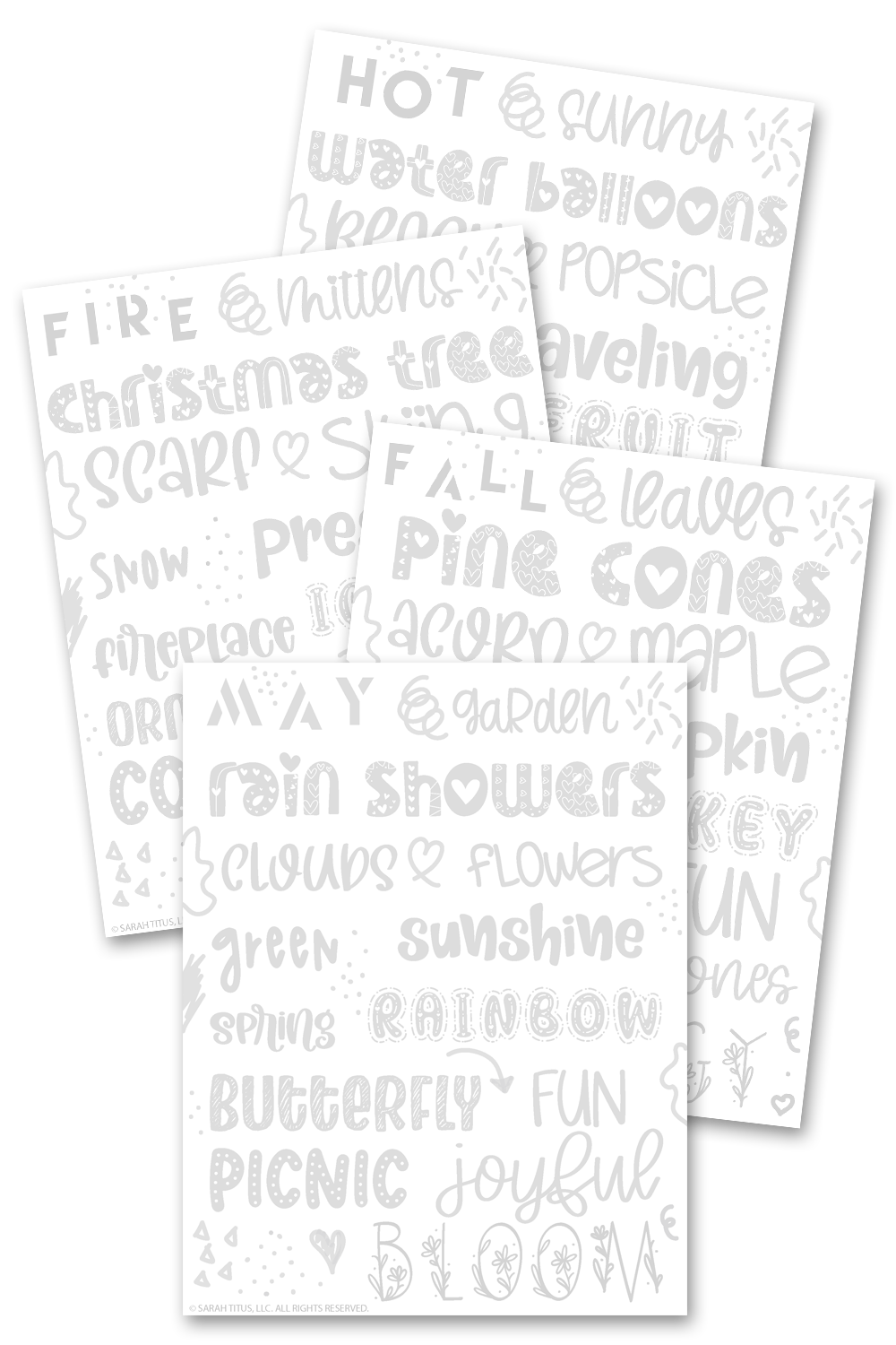 Seasons Hand Lettering Worksheets