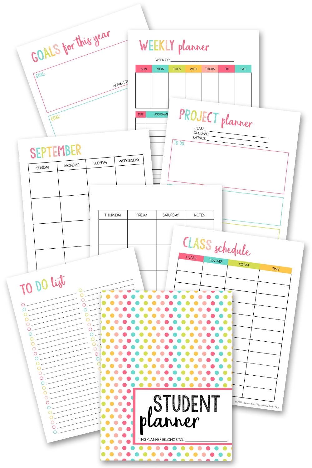 Student Weekly Planner Printable Planner For The Week In A Cute, Flat