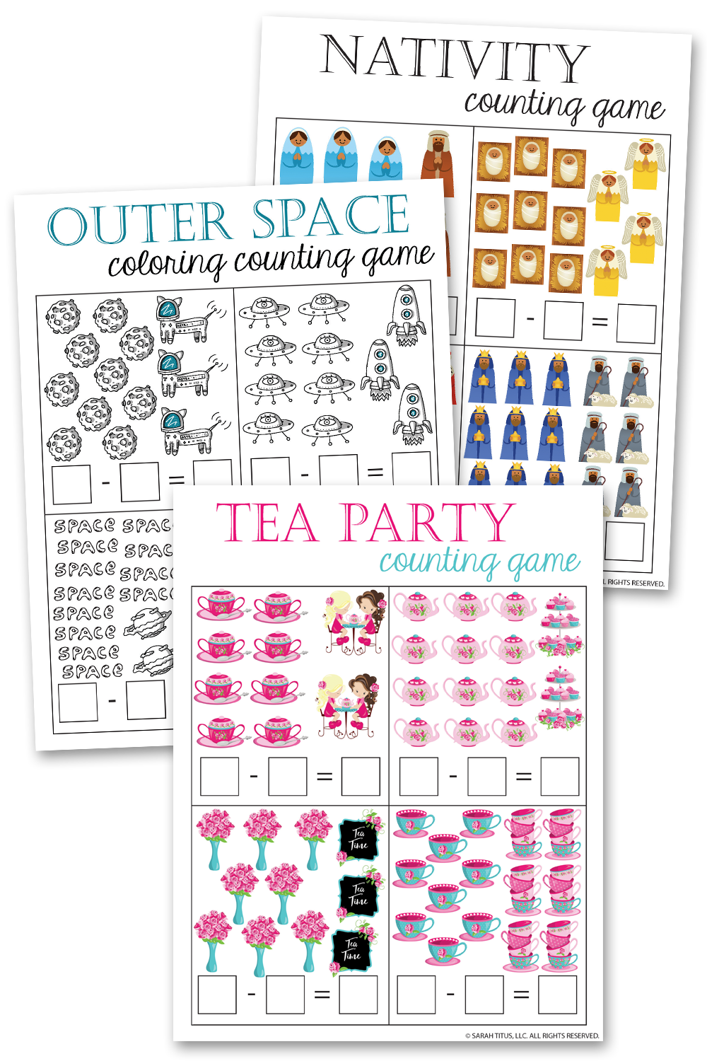 Substraction Math Games Printables {10 Pages} – Sarah Titus