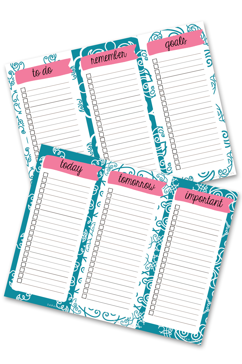 Teal To Do List Bookmarks