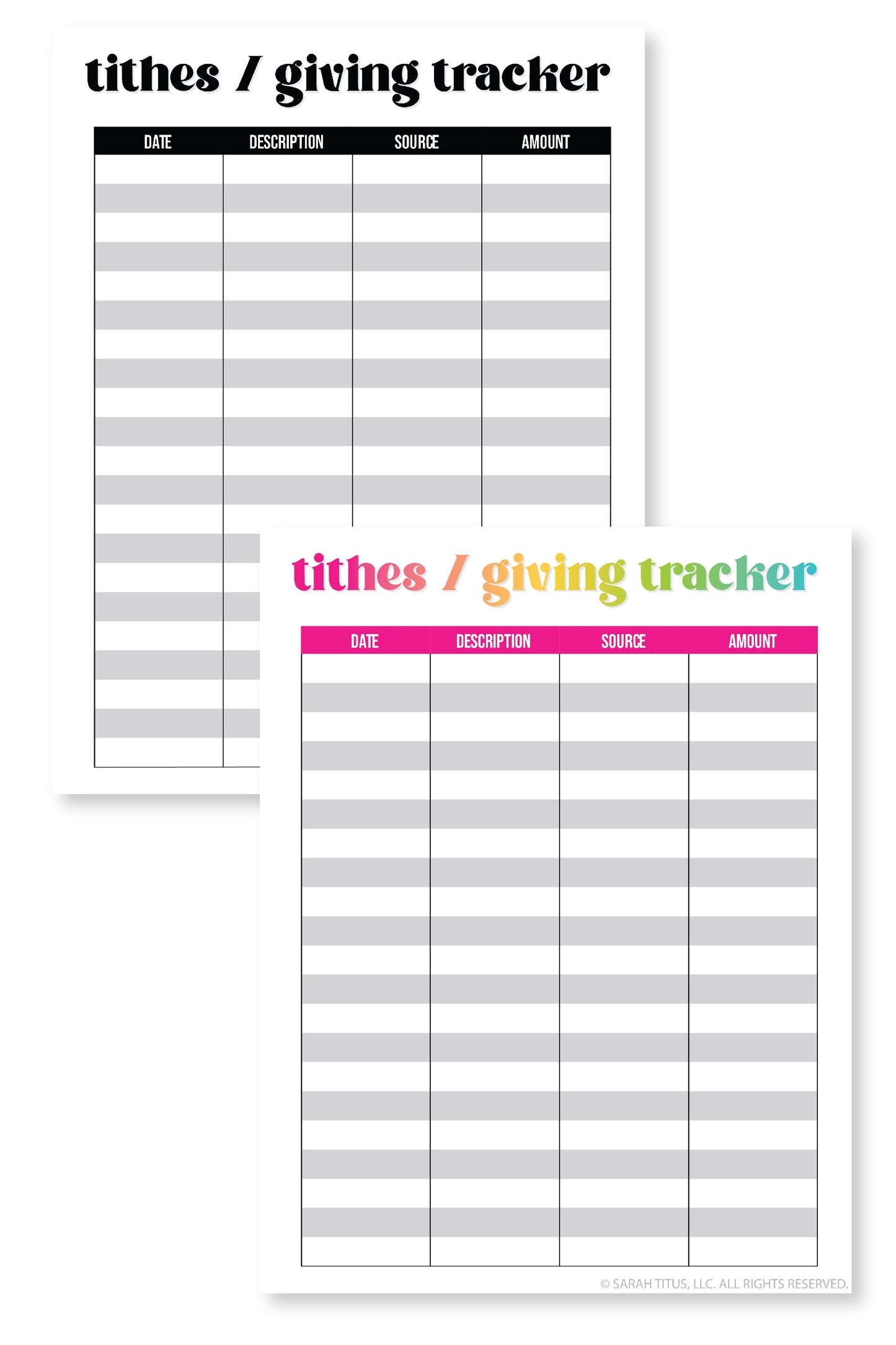 Tithes & Giving Trackers