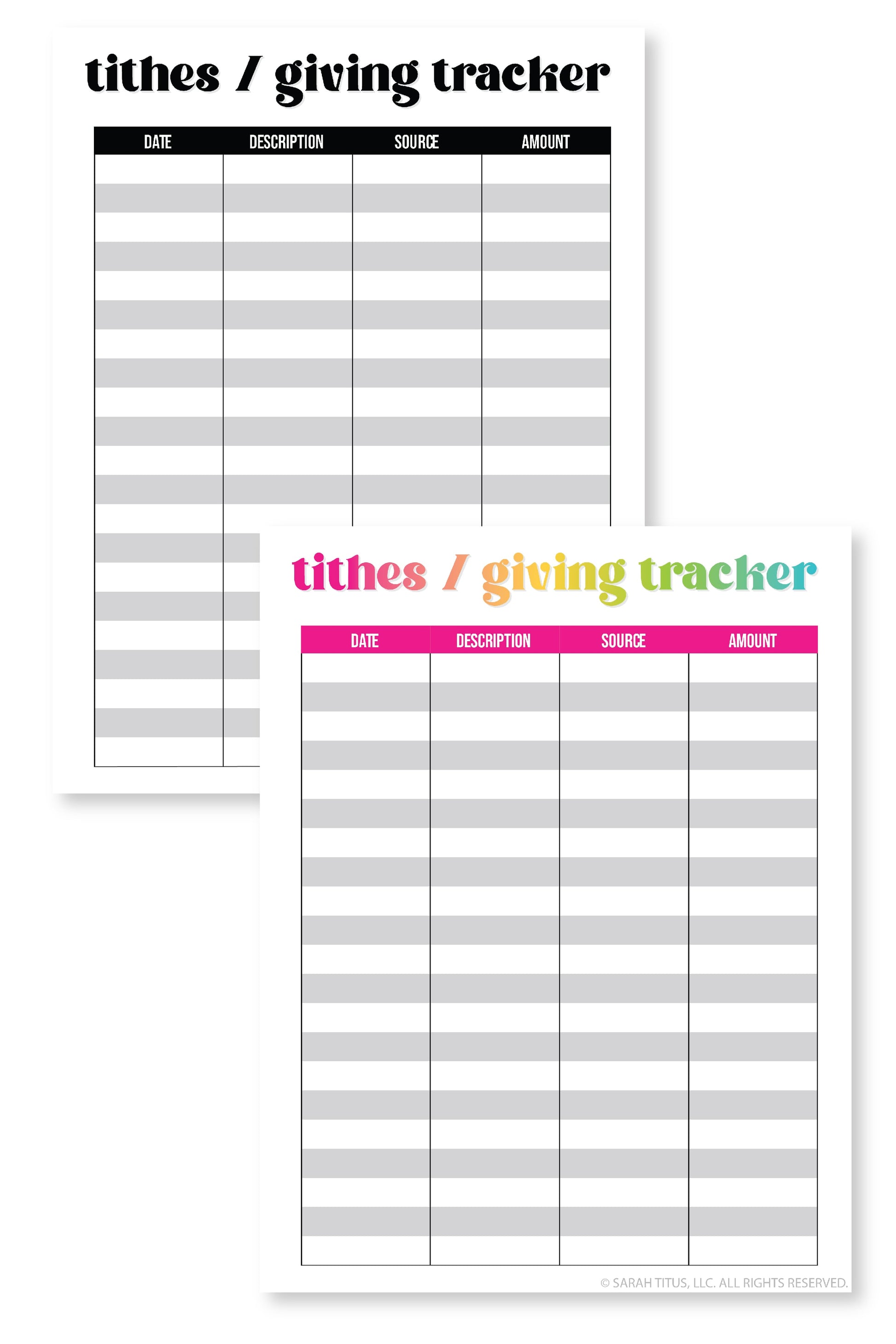 Tithes & Giving Trackers
