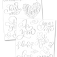 Valentine's Day Hand Lettering Worksheets Printable