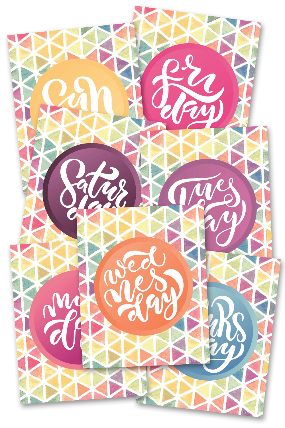 Watercolor Days of the Week Binder Covers {7 Pages} Sarah Titus