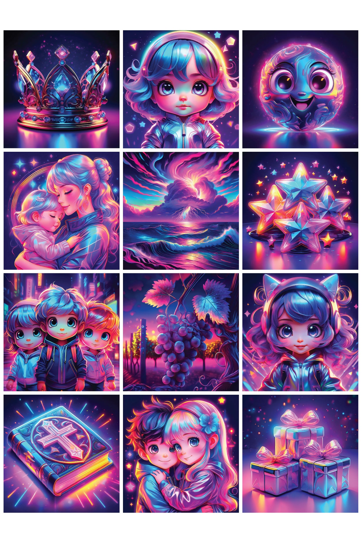 65+ Neon Christian Graphics Set