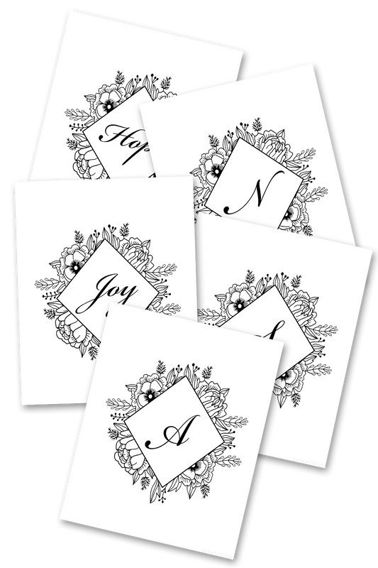 30 Monogram Colorable Diamond Flowers Wall Art Printables