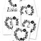 30 Monogram Colorable Flower Heart Wall Art Printables