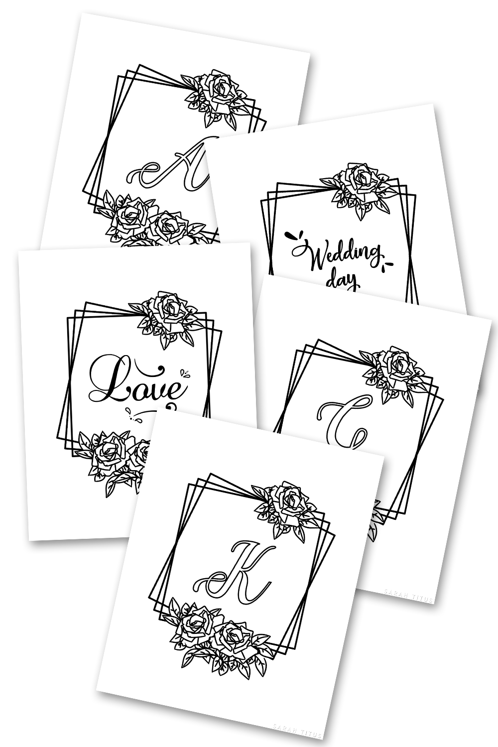 30 Monogram Colorable Wall Art Printables for Weddings