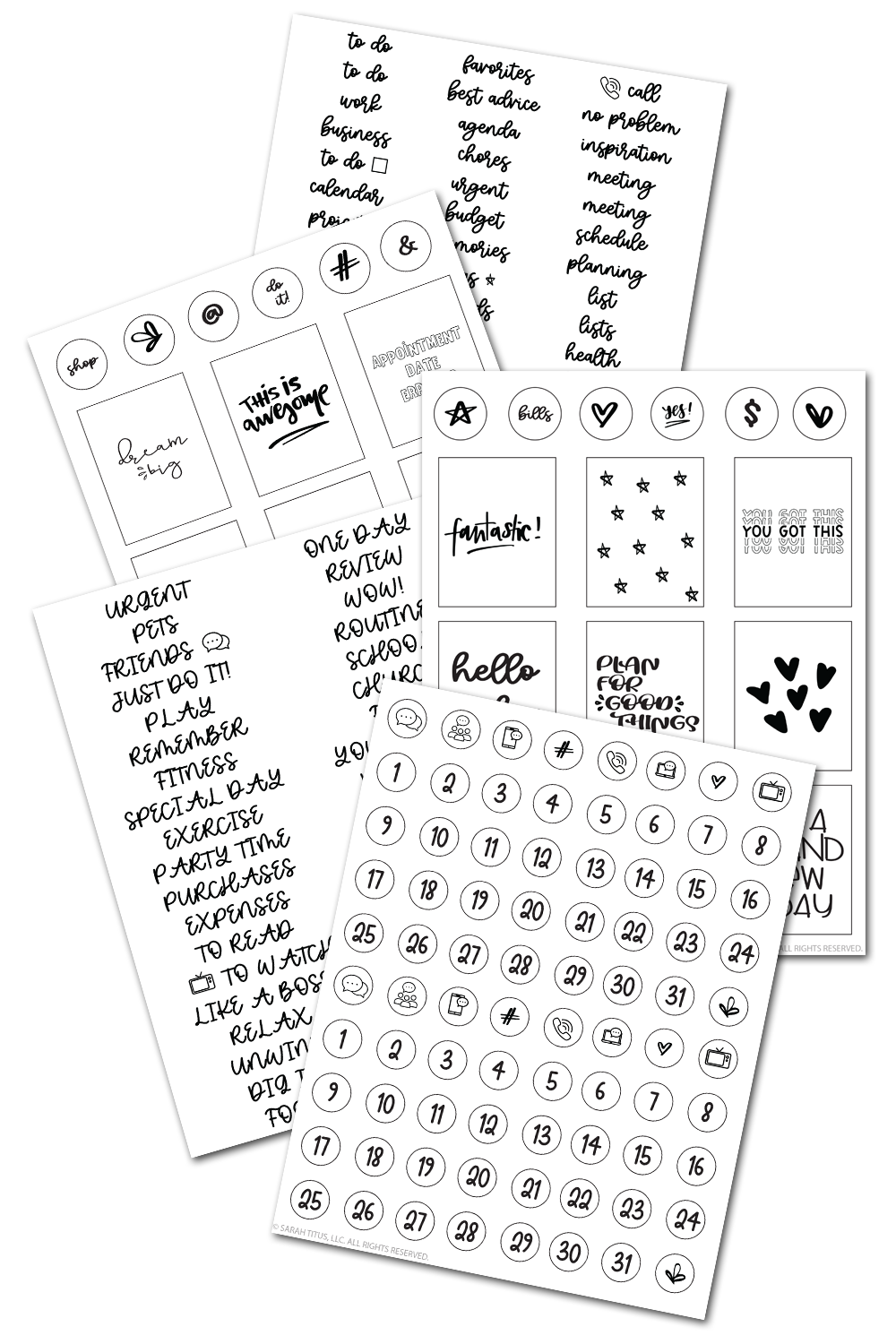 Black and White Planner Stickers