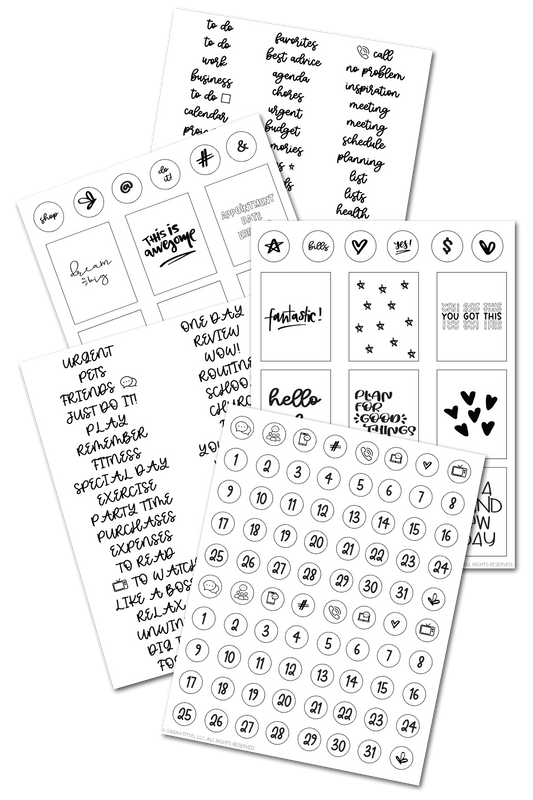 Black and White Planner Stickers