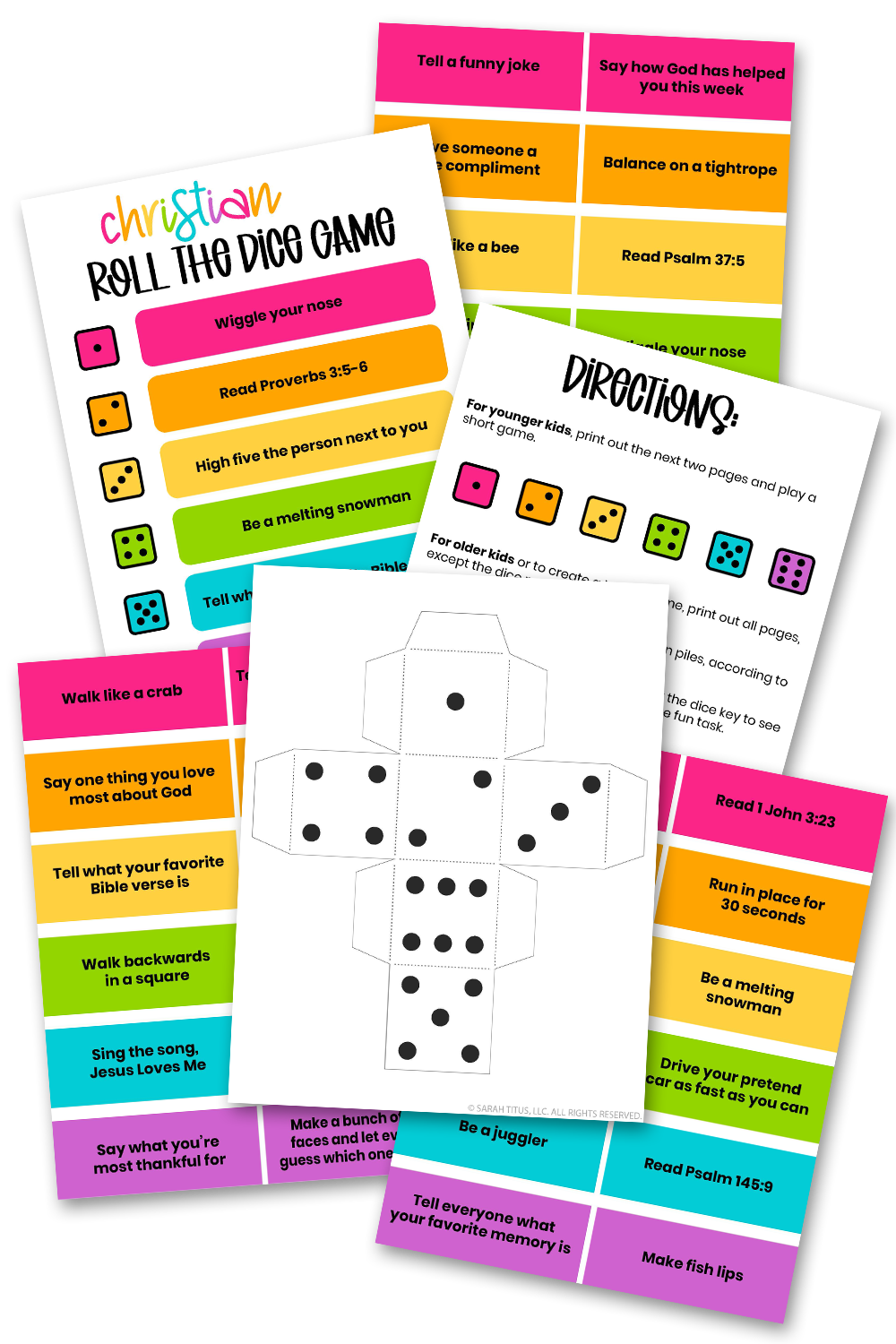 Christian Roll the Dice Game {6 Pages} Sarah Titus