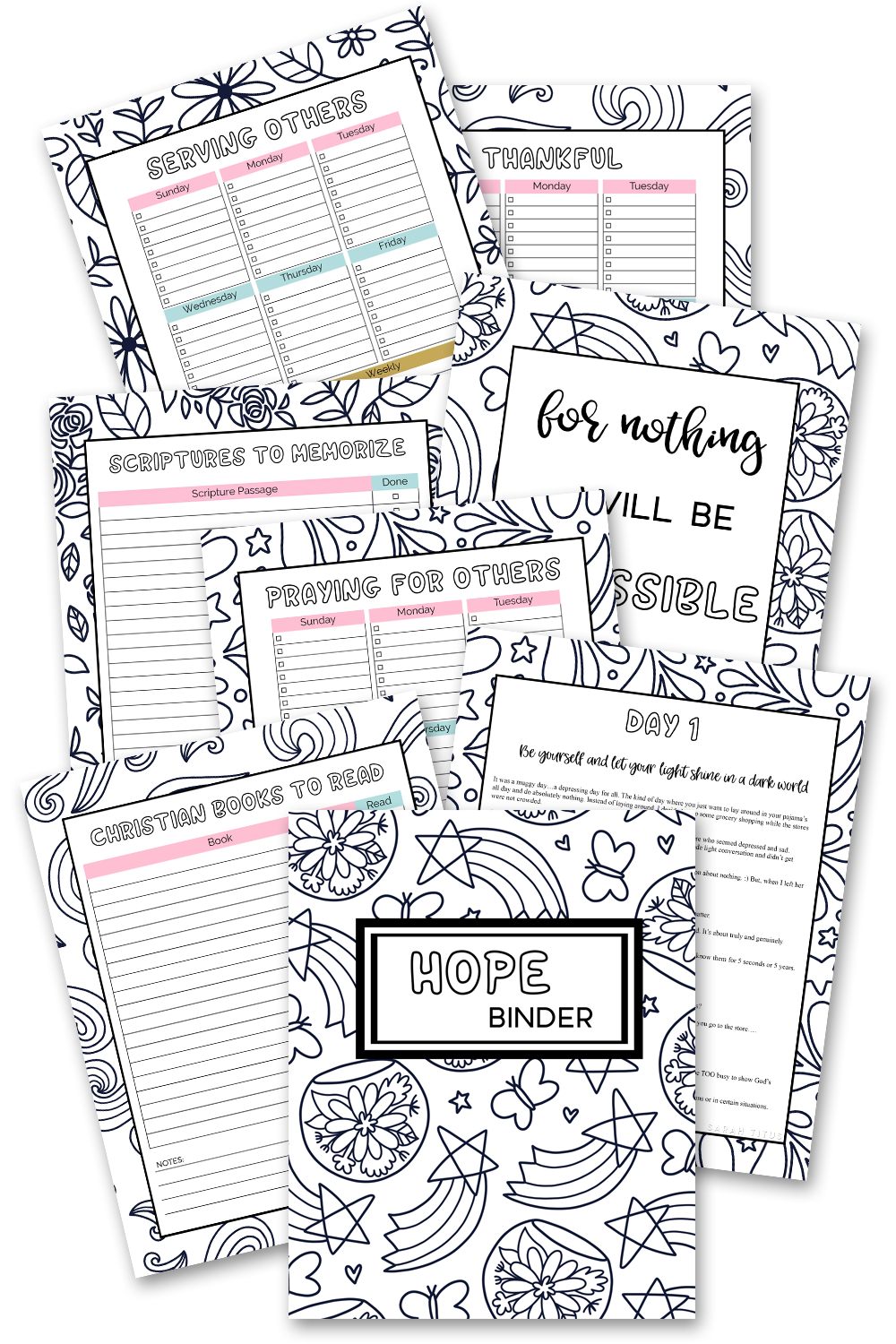 Coloring Hope Binder (31 Day Christian Devotional)