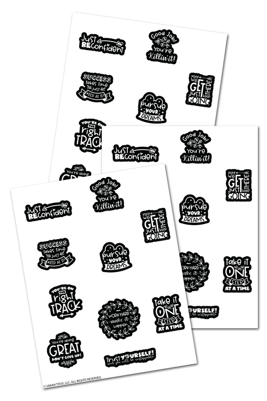 Encouraging Coloring Planner Stickers