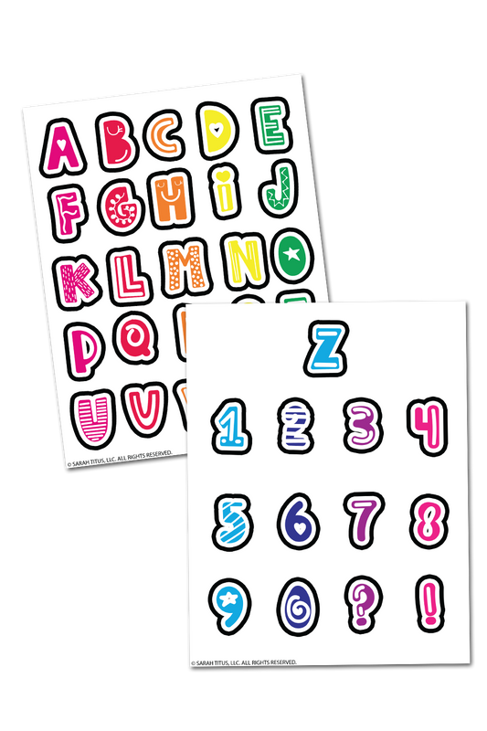 Fun Colorful Alphabet and Numbers Planner Stickers
