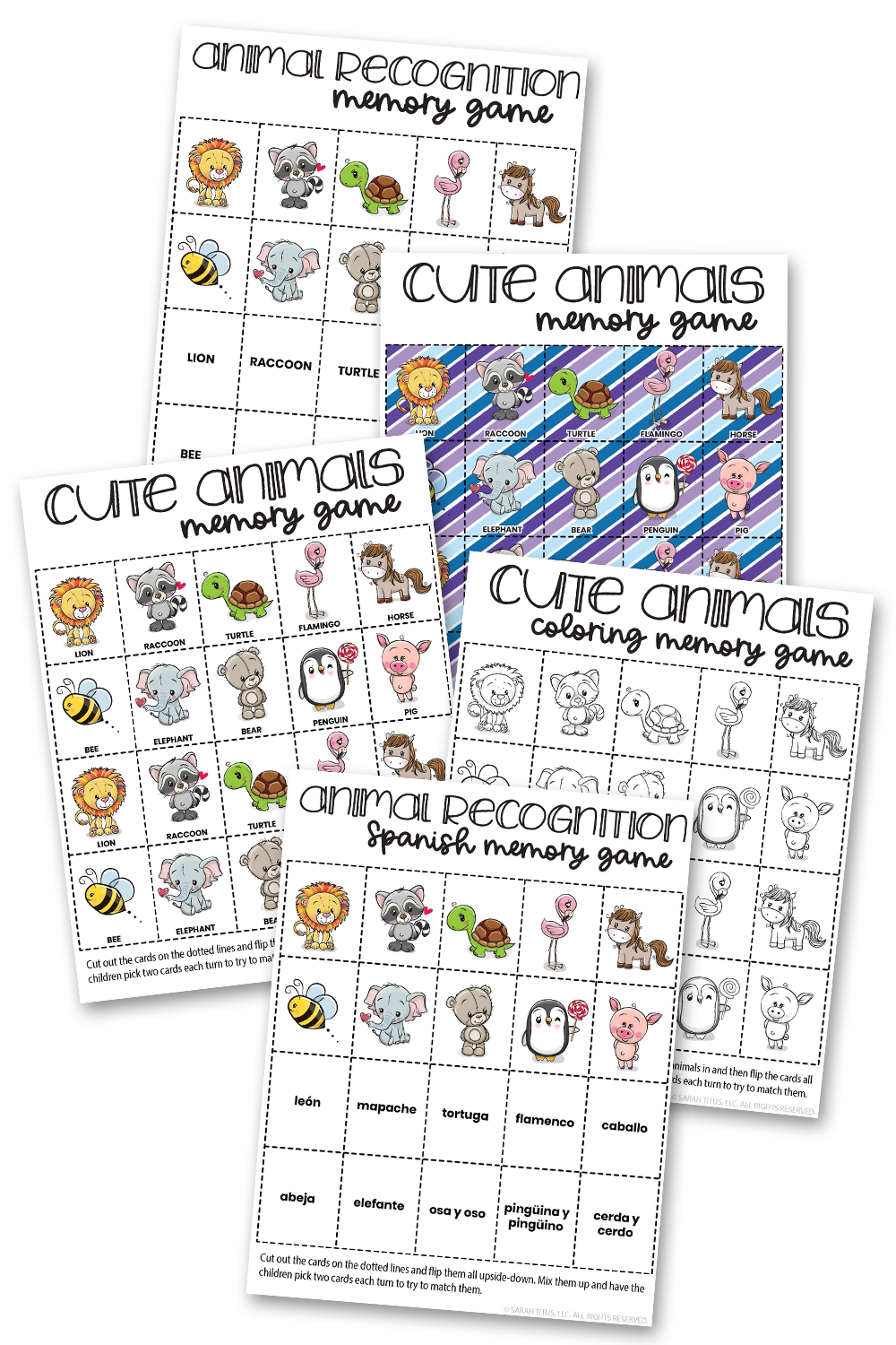 God Created Animals Recognition Memory Game + Spanish