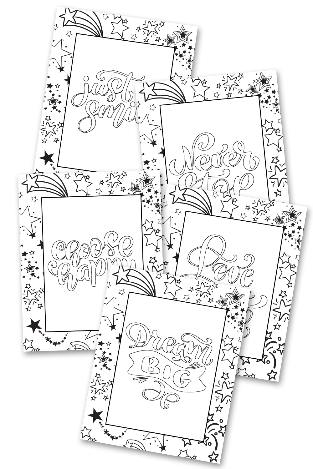 Happy Stars Coloring Sheets Pack