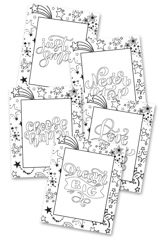 Happy Stars Coloring Sheets Pack